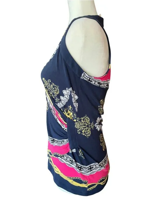 Vintage Cache Y2K Halter Top Scarf Print Chain Detail - Size M - Picture 5 of 9